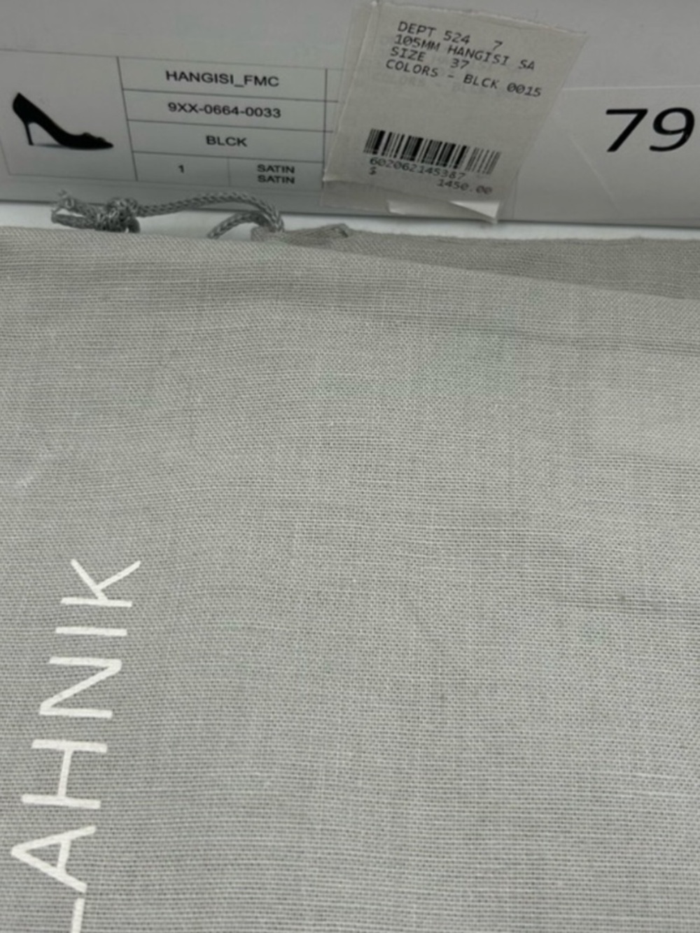 Manolo Blahnik HANGISI Black Satin Crystal-Buckle Pointed Toe Pumps. Size 37 - Picture 4 of 7